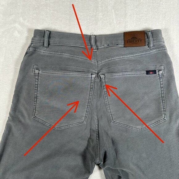 Faherty Jeans Men Size 32 Gray Straight Leg Cotton Blend 5-Pockets W30 L31 - Picture 11 of 12